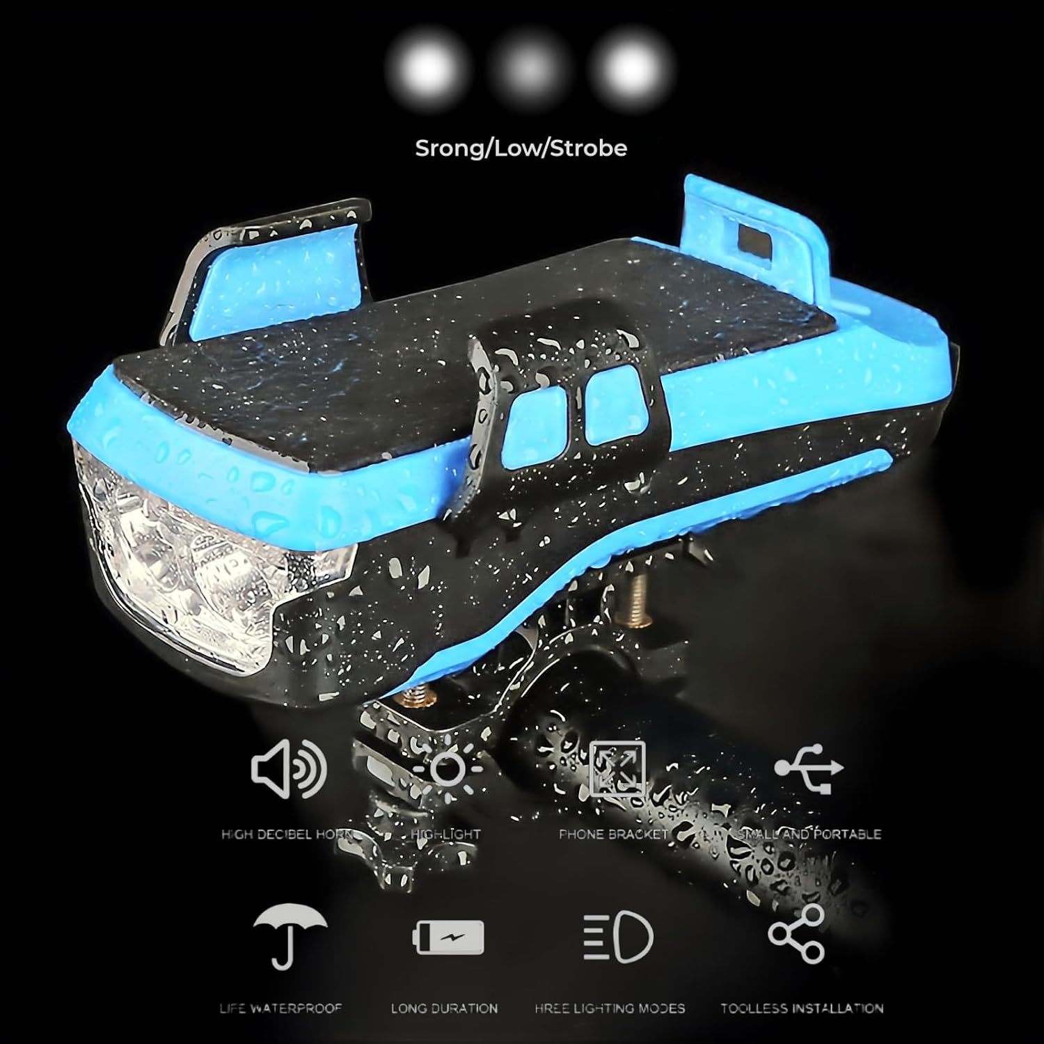 5-in-1 Solar Bike Light with Phone Holder – 4000mAh Power Bank