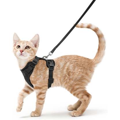 Cat Harness Vest – Escape-Proof, Soft Adjustable, Breathable with Reflective Stripe