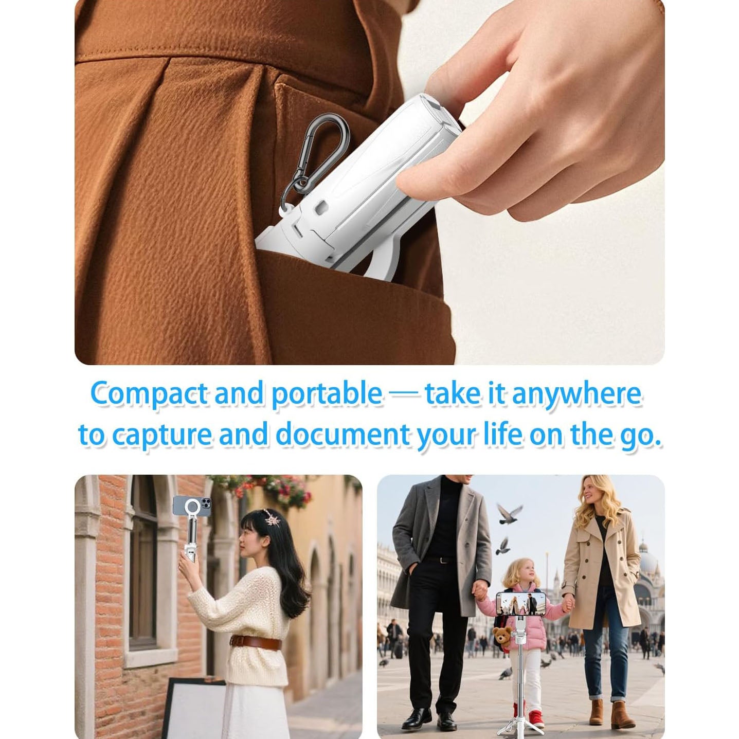 Magnetic 4-in-1 Multifunctional Selfie Stick Tripod – Mini Portable Phone Stand with Detachable Remote, Compatible with MagSafe