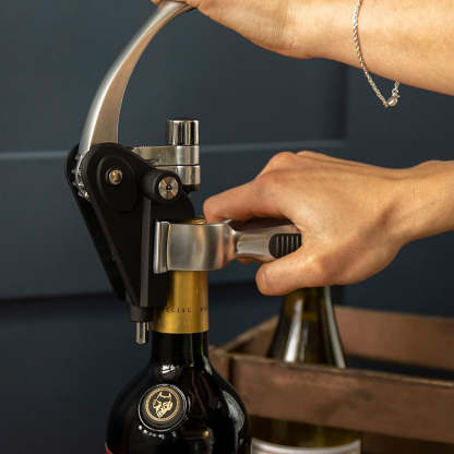 Lever Corkscrew Set – Includes Corkscrew, Stopper, Display Stand, Foil Cutter & Spare Worm