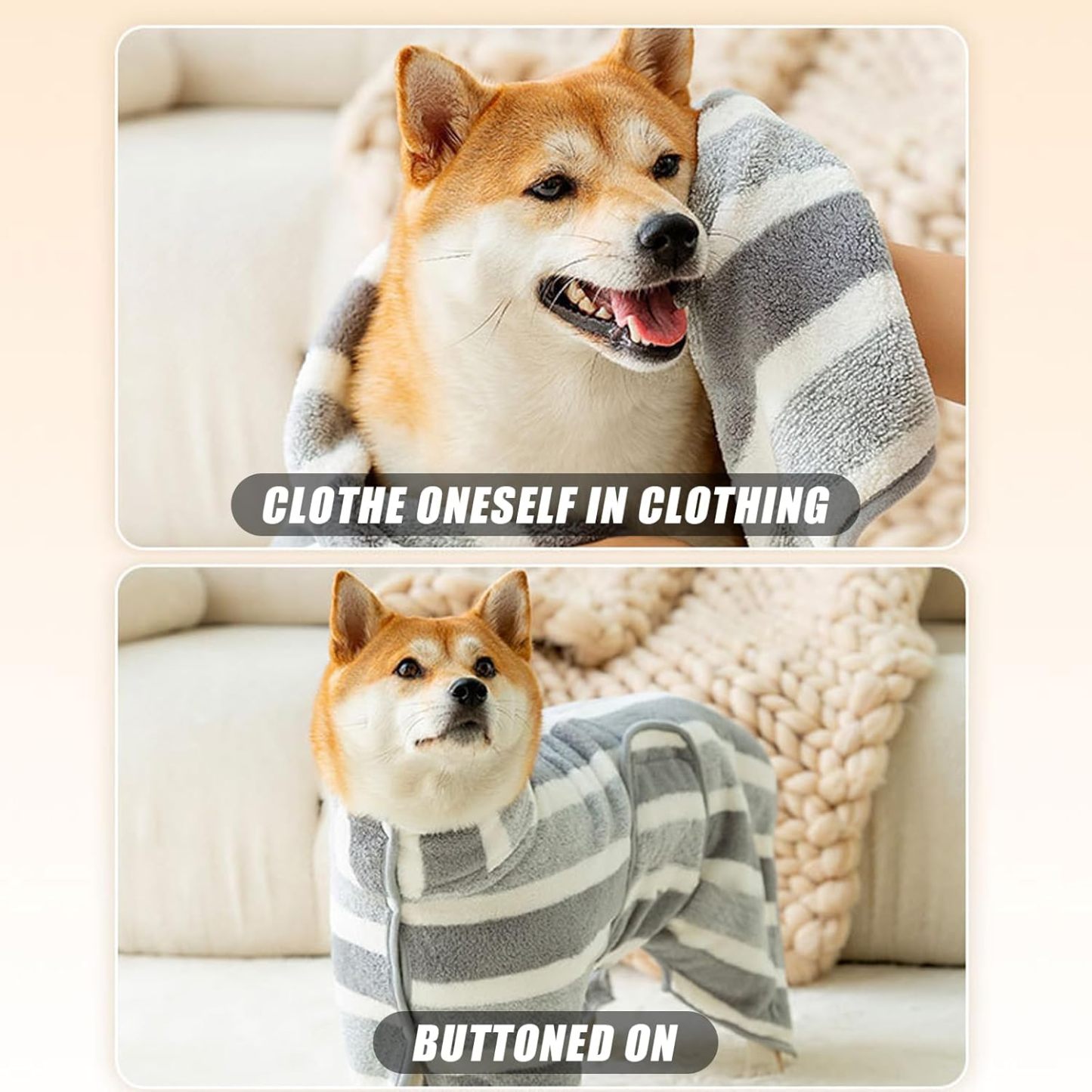 Ultra-Absorbent Dog Drying Coat – Microfiber Bathrobe for Small, Medium, and Large Dogs