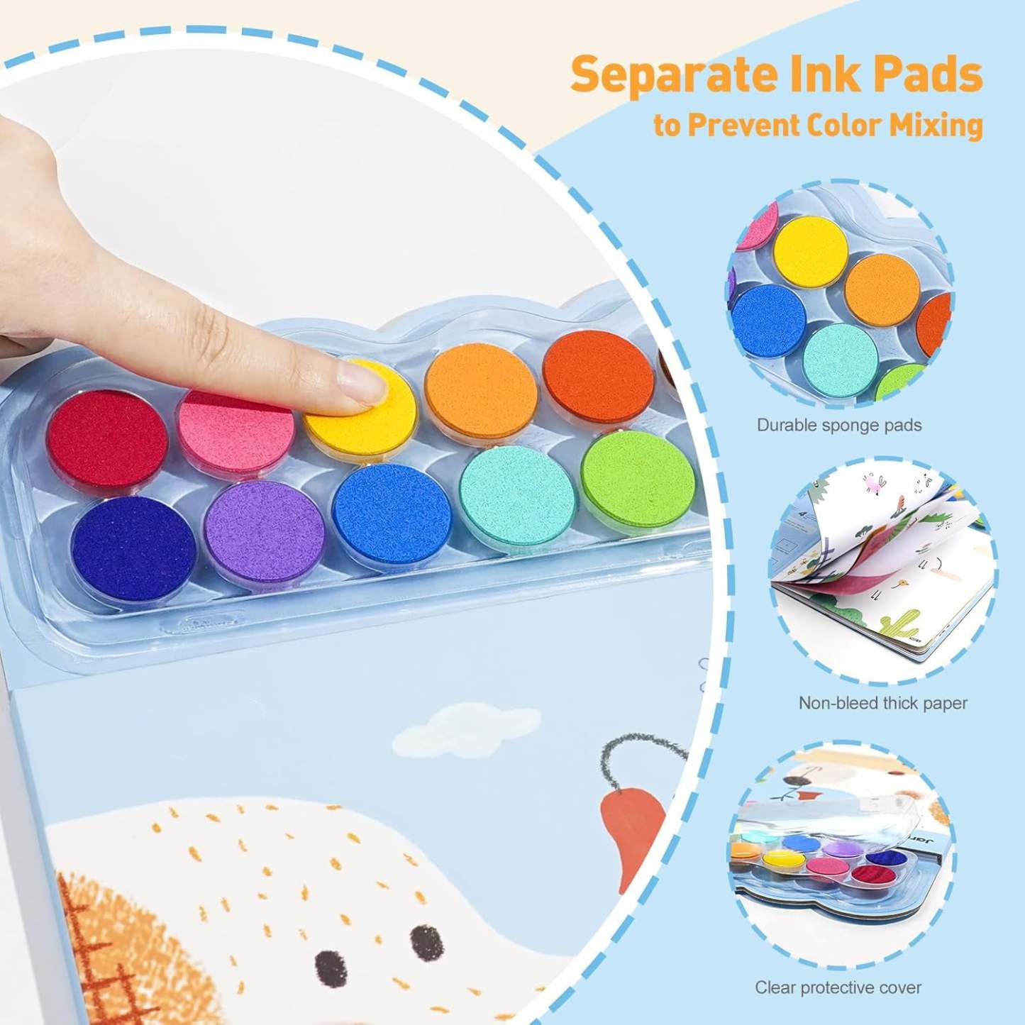 Children's Finger Painting Coloring Book – 12-Color Ink Pad Finger Painting Activity Book
