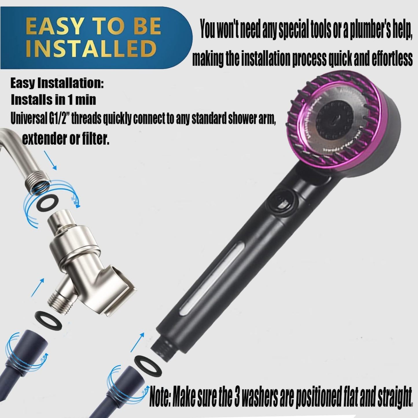 Shower head with handheld shower head, high pressure and high flow