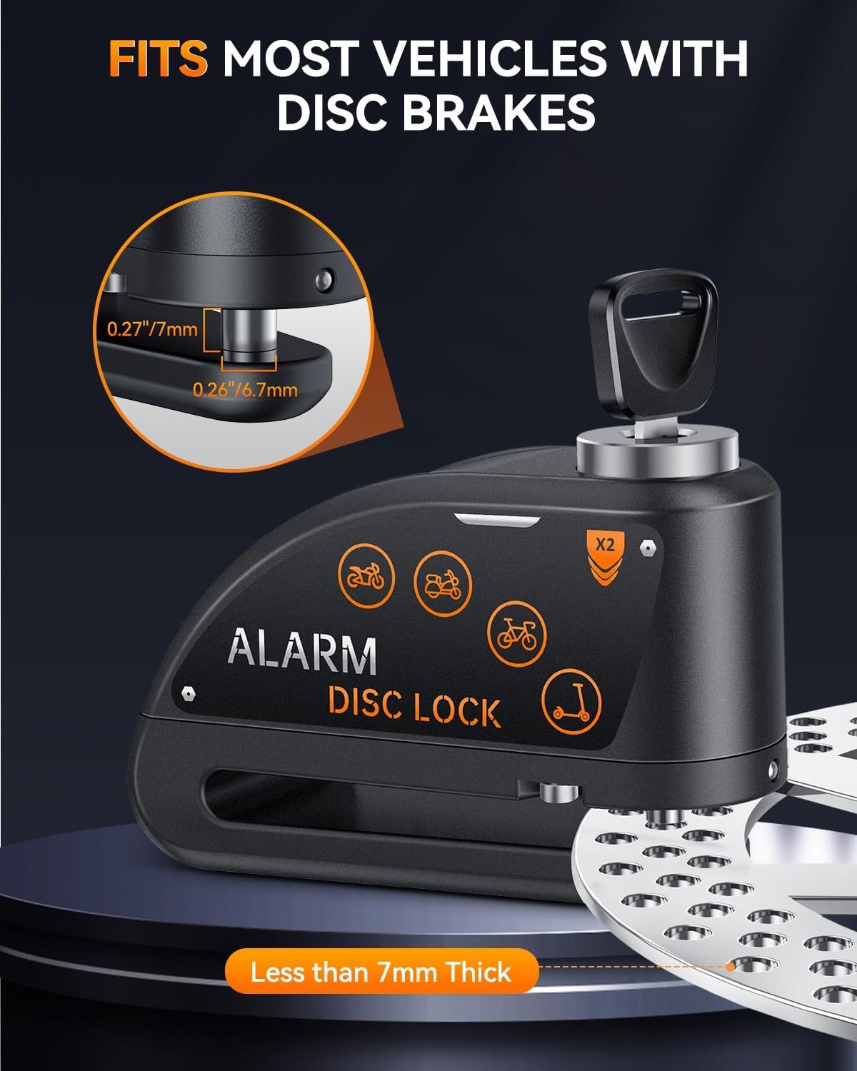 Motorcycle Disc Lock with 120dB Alarm