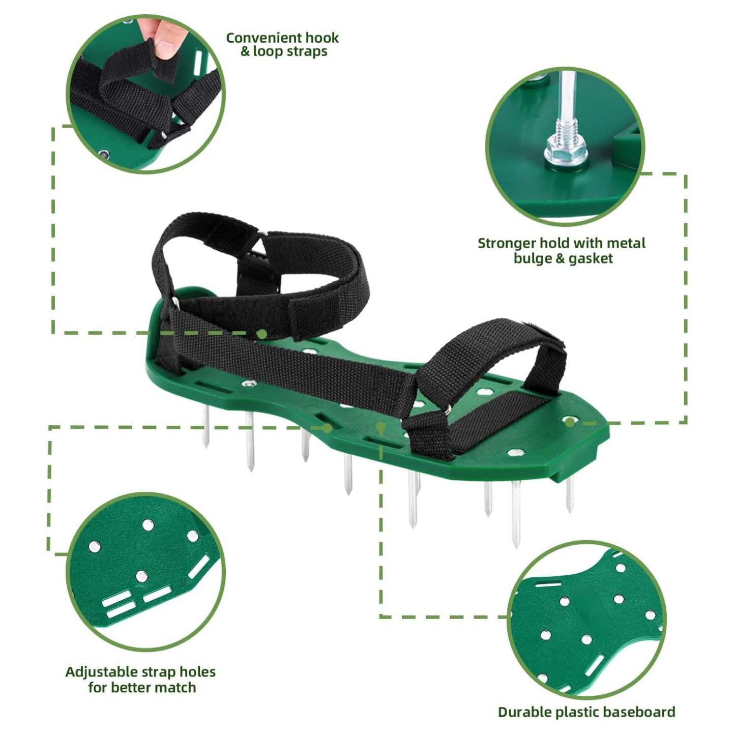 Heavy Duty Spiked Aerating Sandals – Hook & Loop Straps