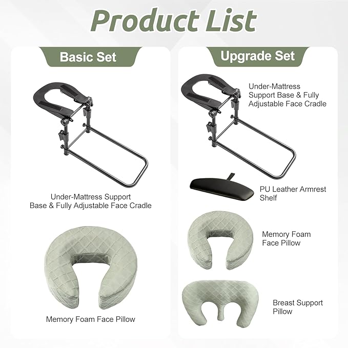 Massage headrest for bed, adjustable massage face rest for home use