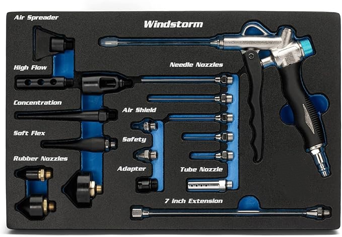 19 Piece Air Blow Gun Kit for Workshop and Automotive Cleaning