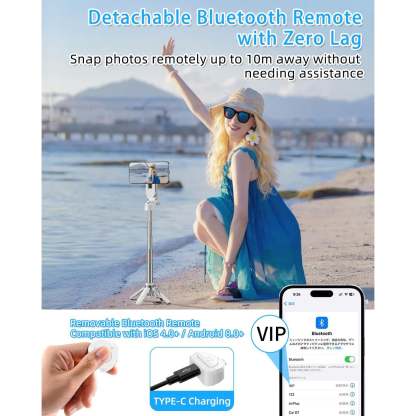 Magnetic 4-in-1 Multifunctional Selfie Stick Tripod – Mini Portable Phone Stand with Detachable Remote, Compatible with MagSafe