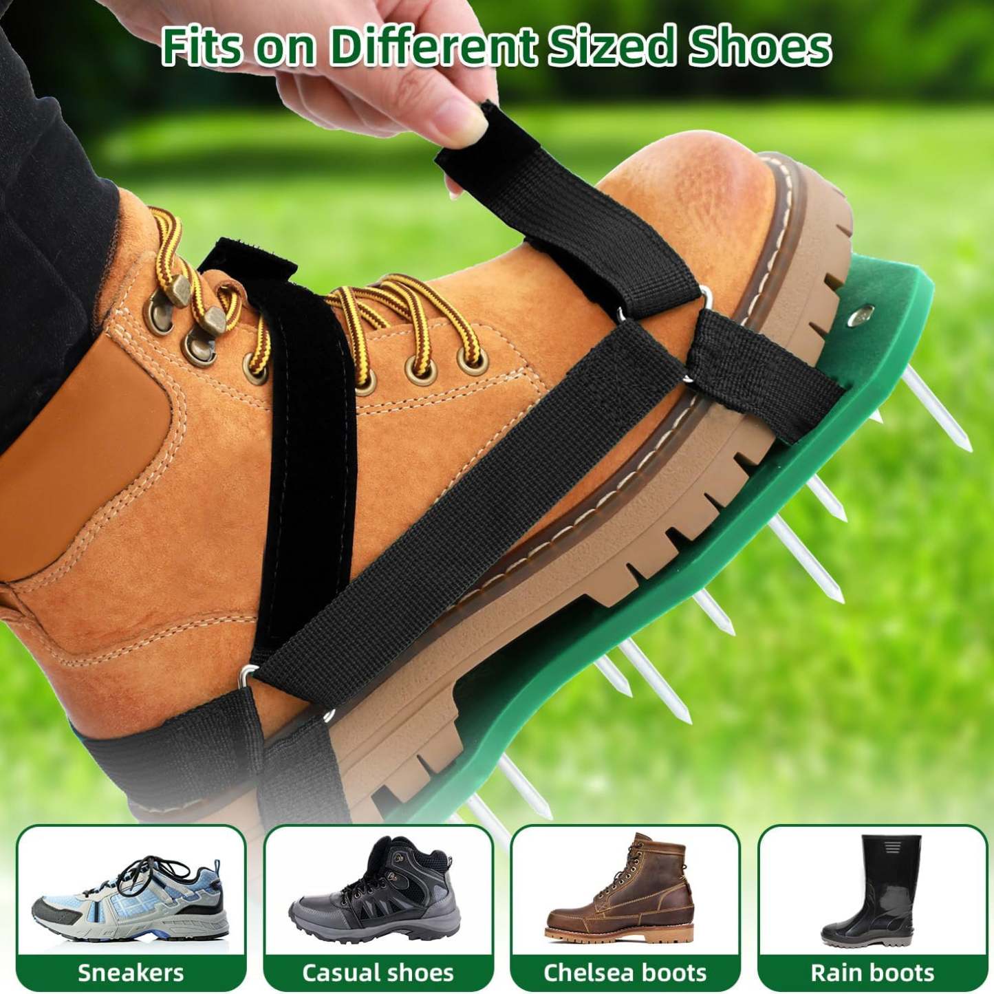 Heavy Duty Spiked Aerating Sandals – Hook & Loop Straps