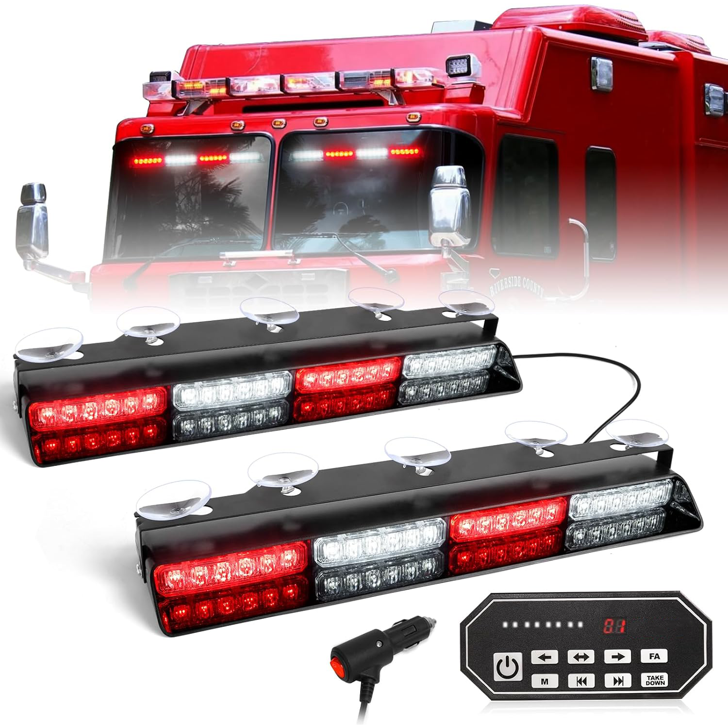 Emergency Strobe Light Bar Controller – 2 x 16.8-inch Amber Safety Light