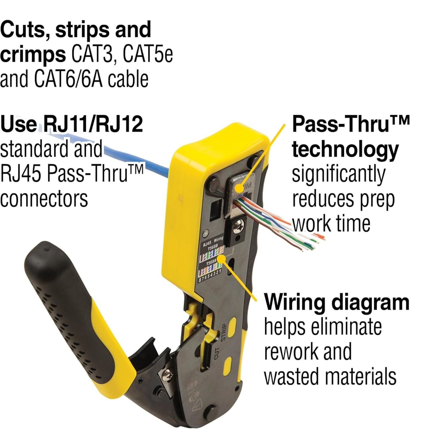 Modular Cable Crimper Tool Kit with 200 RJ45 CAT6 Connectors