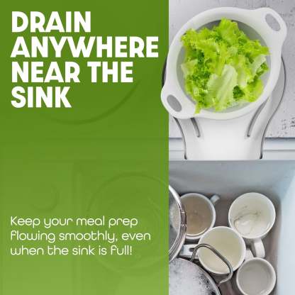 Collapsible Colanders  – Food Strainers with Over-Sink Water Draining Base for Pasta
