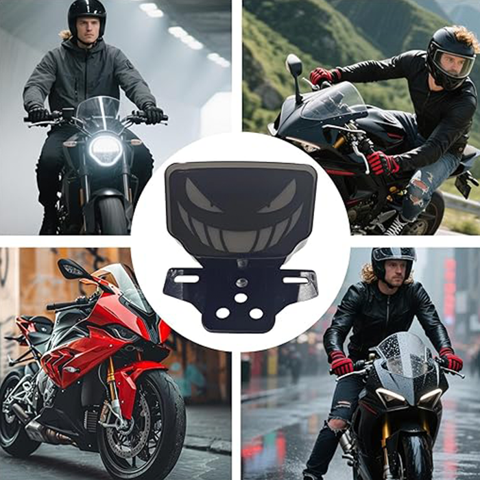 12V Two-Wheel Brake Light - Creepy Smiley Face LED Motorcycle Light