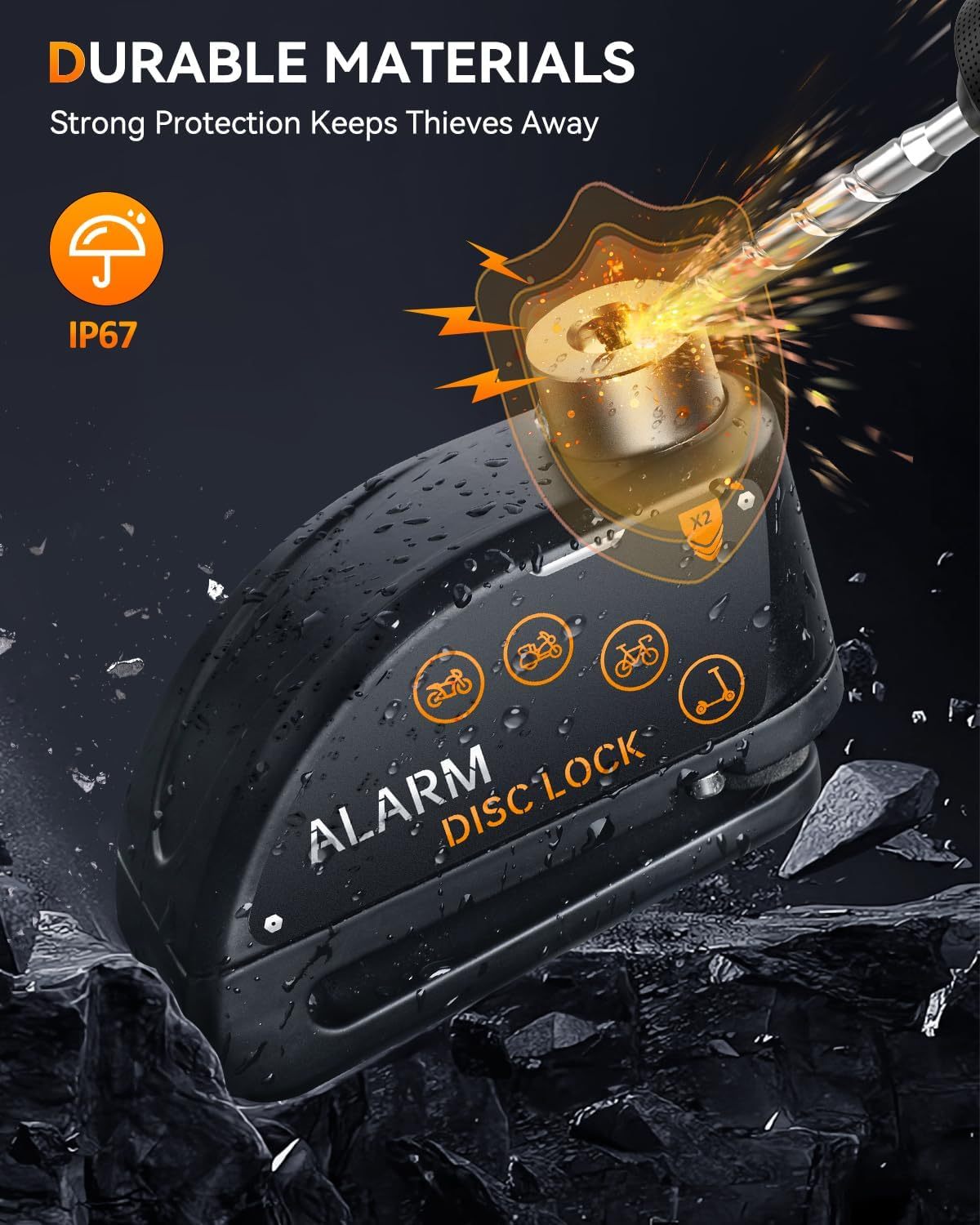 Motorcycle Disc Lock with 120dB Alarm