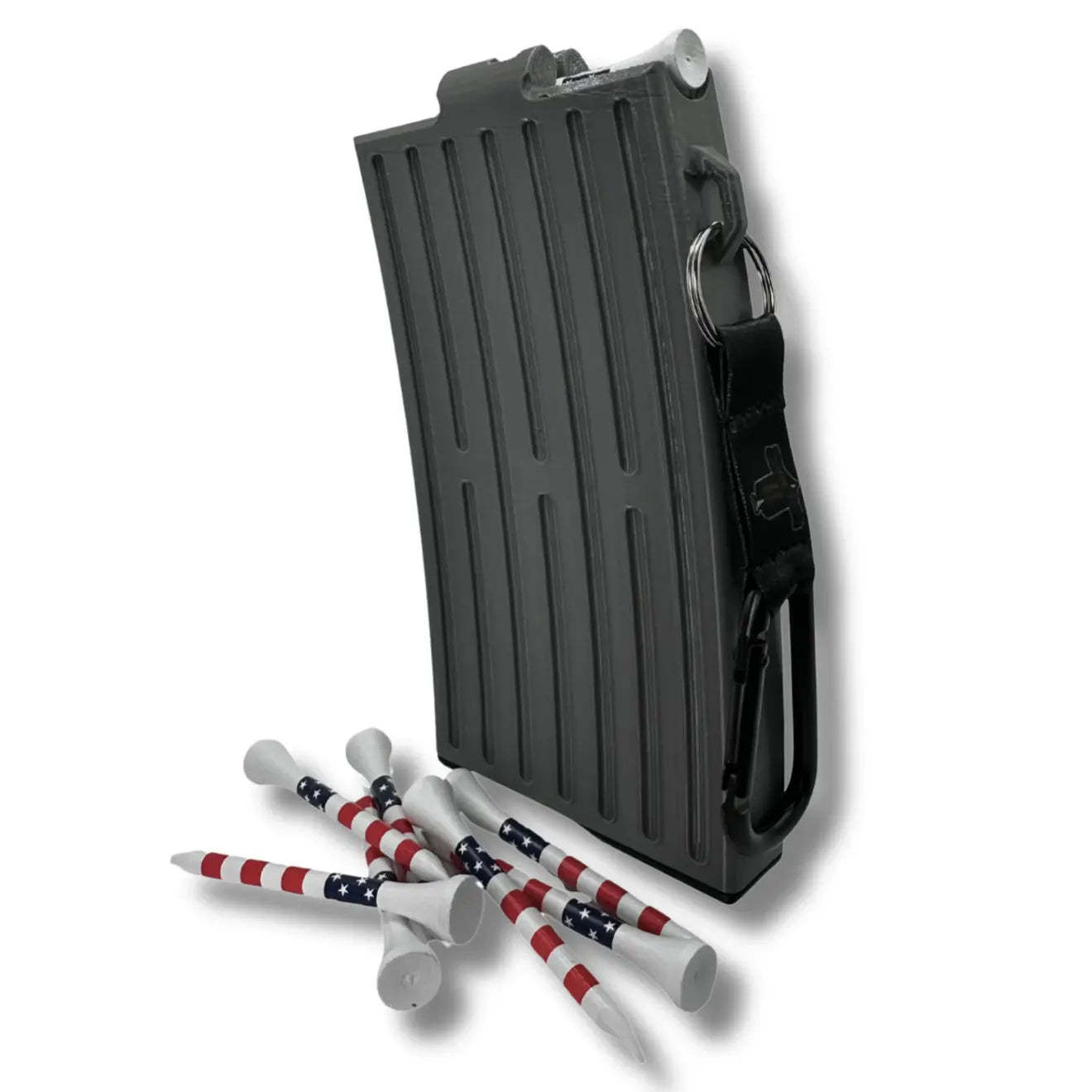 Gunmetal Grey Golf Tee Dispenser – Automatic Golf Tee Dispenser That Securely Attaches to Golf Bag