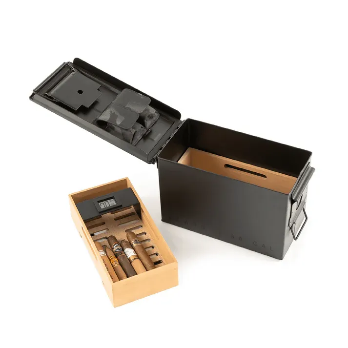 Portable Metal Cigar Humidor Box