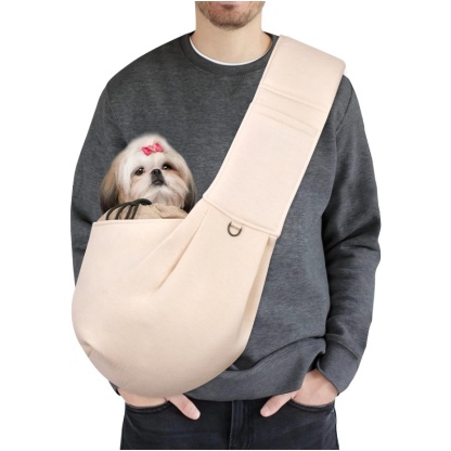 Hands-Free Dog Sling Carrier – Breathable Mesh Pet Shoulder Bag with Pocket