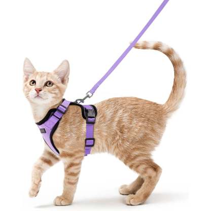Cat Harness Vest – Escape-Proof, Soft Adjustable, Breathable with Reflective Stripe