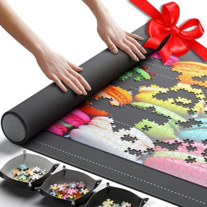 Roll-Up Puzzle Mat with Sorting Trays – Portable Storage Mat for Up to 1500 Pieces