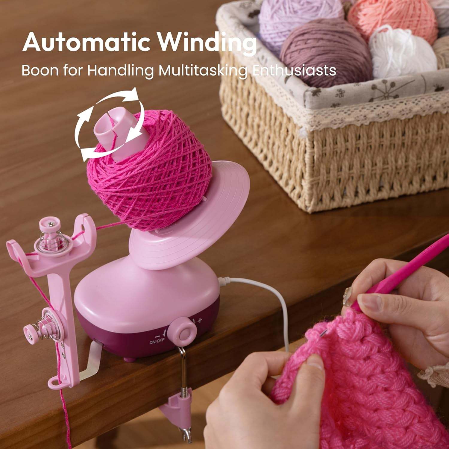 Electric Yarn Winder – Compact, Adjustable, Automatic Yarn Ball Winder for Crochet & Knitting Enthusiasts