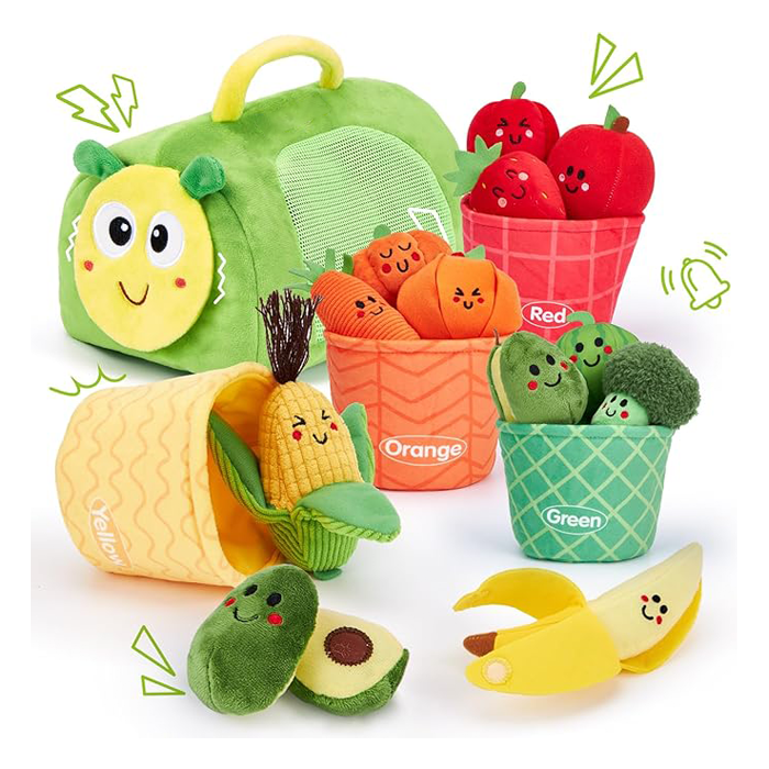Color-sorted Fruit and Vegetable Sensory Toys