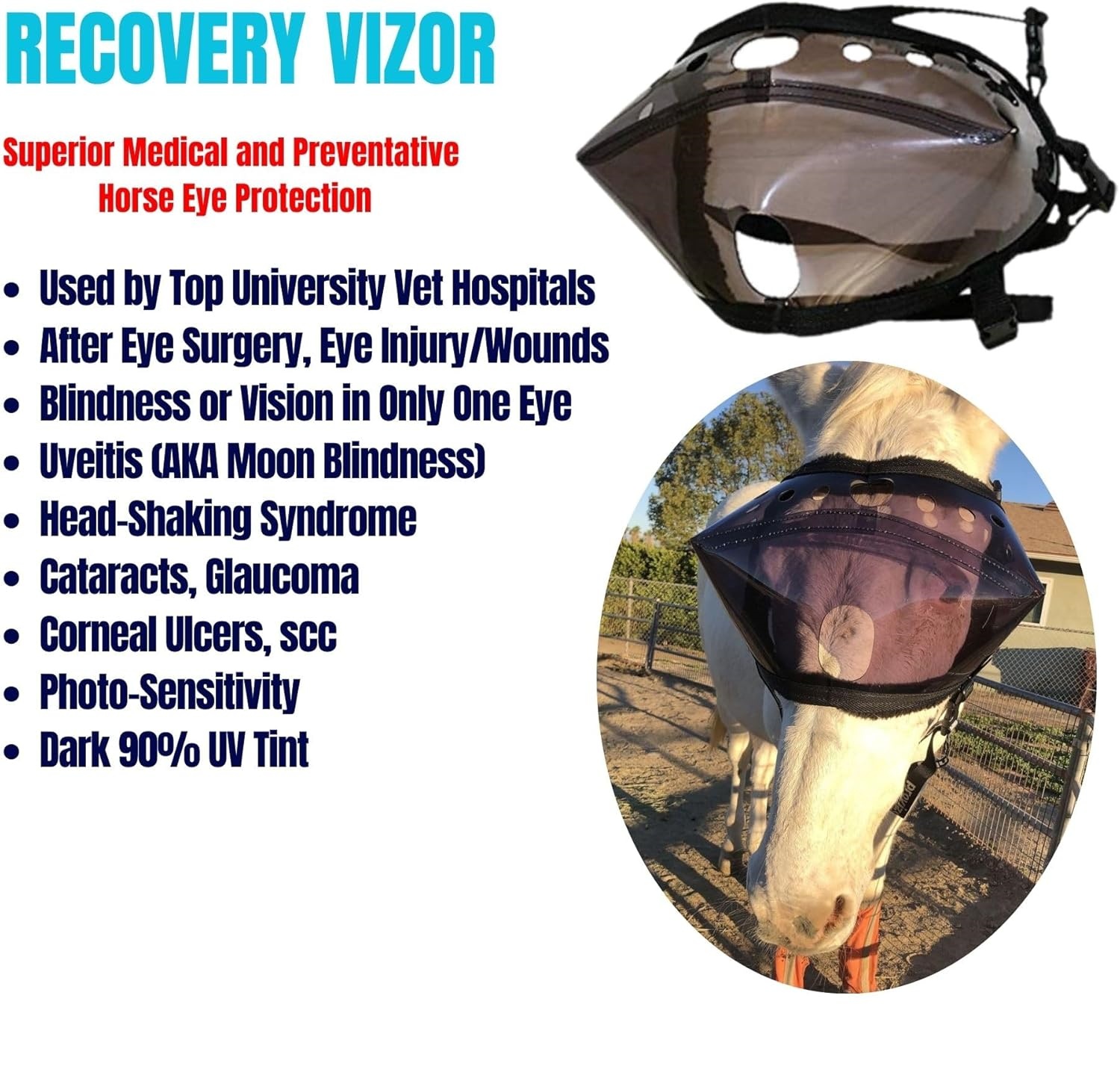 UV Protective Horse Eye Mask for Injury and Sensitivity Support