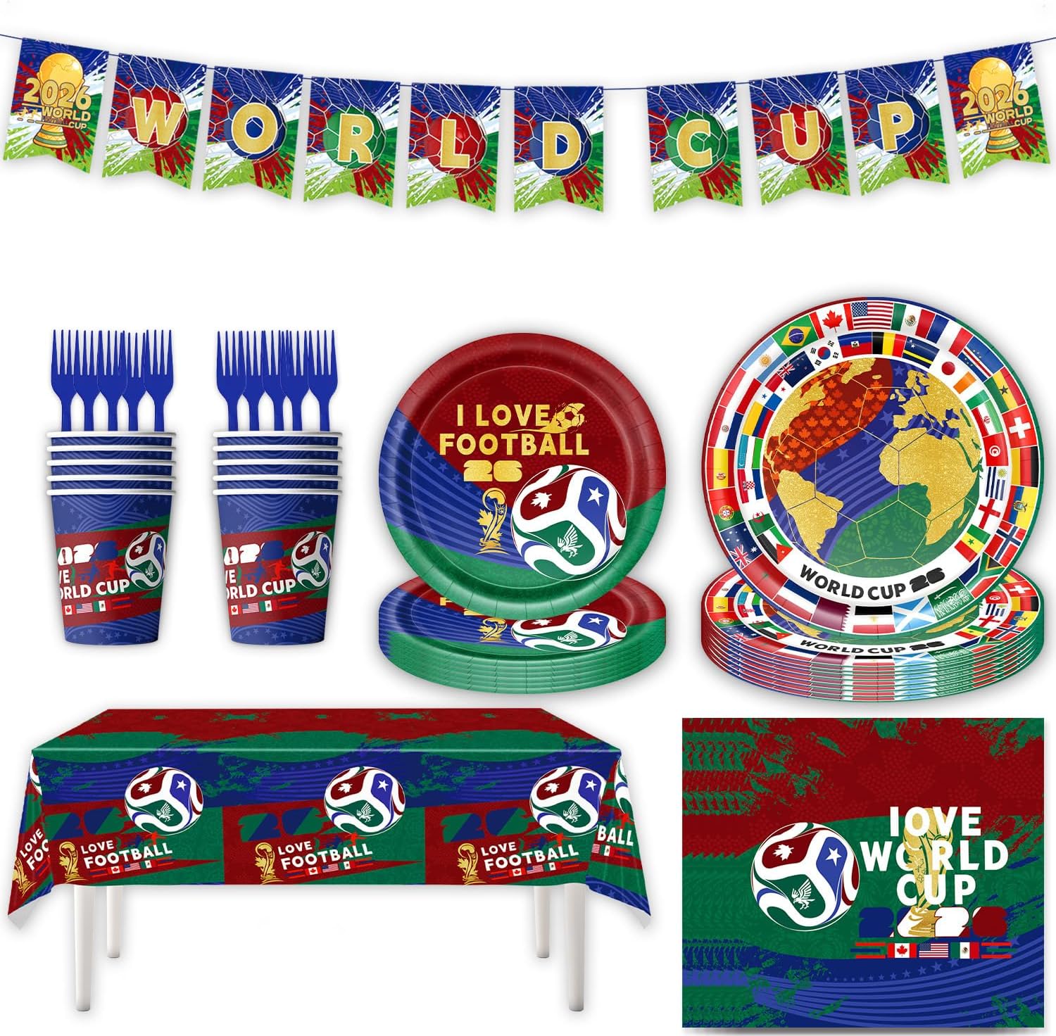 ⚽ Football Party Supplies Set for Sports Fans—Disposable Tableware & Decorations for Birthday and Game Day Celebrations
