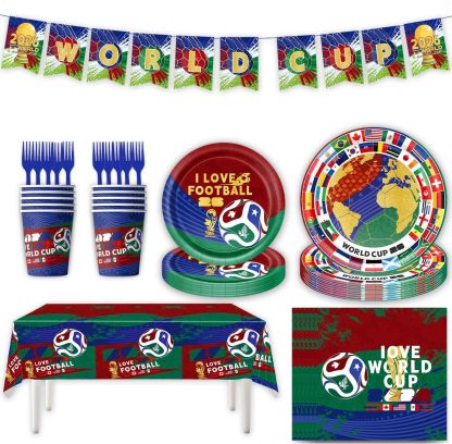 ⚽ Football Party Supplies Set for Sports Fans—Disposable Tableware & Decorations for Birthday and Game Day Celebrations