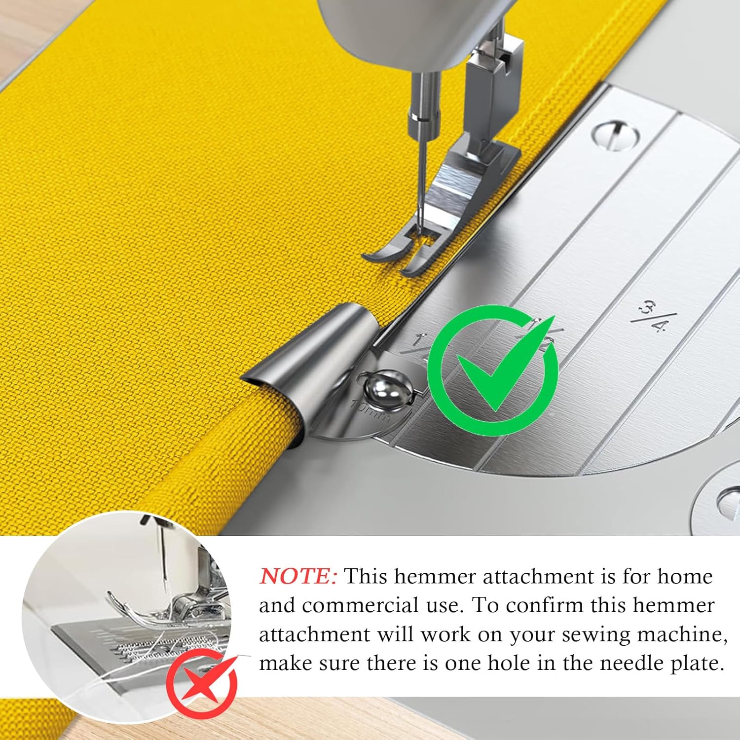 Sewing Machine Rolled Hem Foot – 8 Sizes, Wide Hemmer Presser Foot