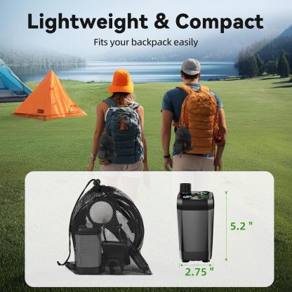 Portable camping shower with heating function