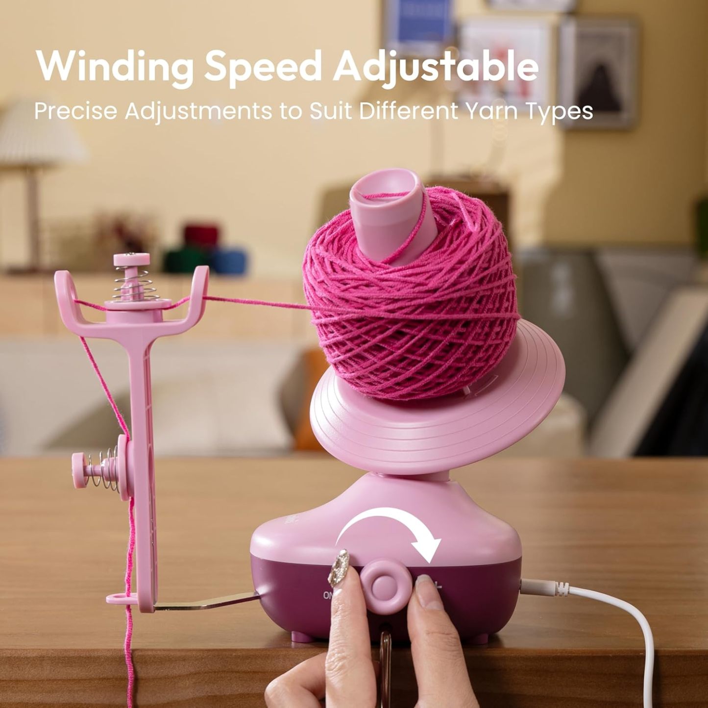 Electric Yarn Winder – Compact, Adjustable, Automatic Yarn Ball Winder for Crochet & Knitting Enthusiasts