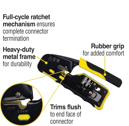 Modular Cable Crimper Tool Kit with 200 RJ45 CAT6 Connectors