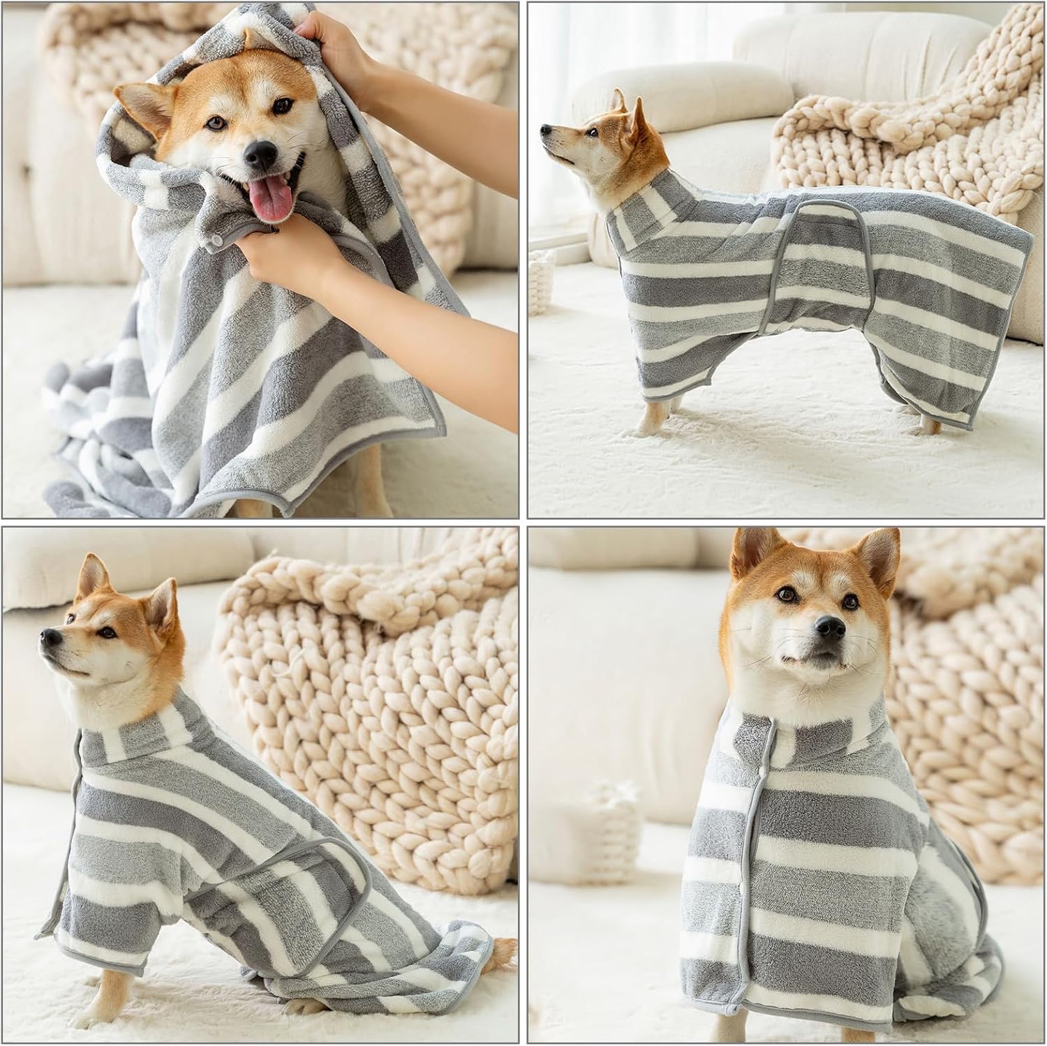 Ultra-Absorbent Dog Drying Coat – Microfiber Bathrobe for Small, Medium, and Large Dogs