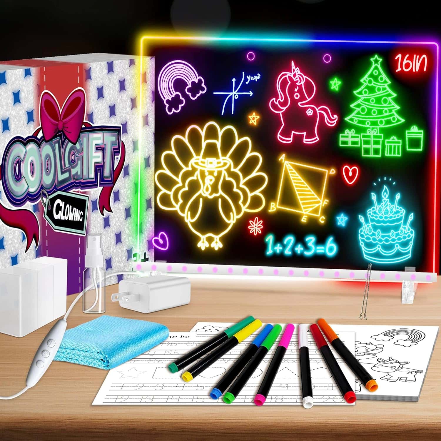 🎨 Glow & Draw Magic Board: 16" Illuminated Art Studio for Kids! ✨