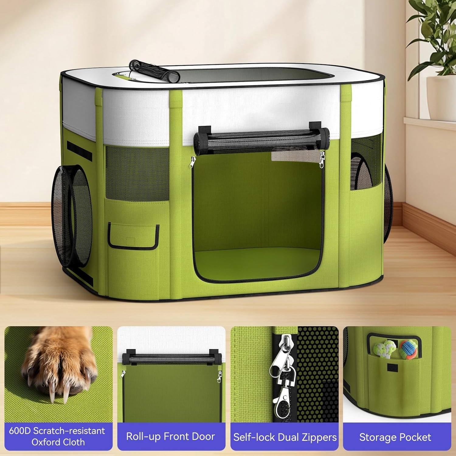3-in-1 Pet Playpen Foldable Indoor Outdoor Dog and Cat Enclosure