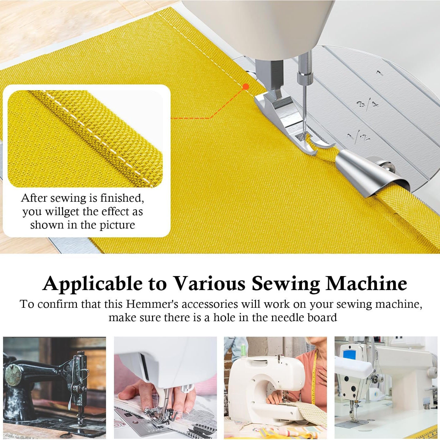 Sewing Machine Rolled Hem Foot – 8 Sizes, Wide Hemmer Presser Foot