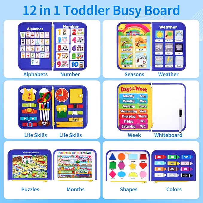 12-page preschool busy board Montessori toy