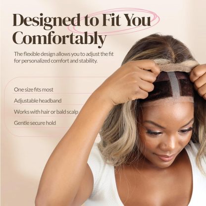 Lace Wig Grip Cap for Women – Adjustable Non-Slip Wig Cap with Headband, Perfect for Lace Front Wigs, One Size Fits Most