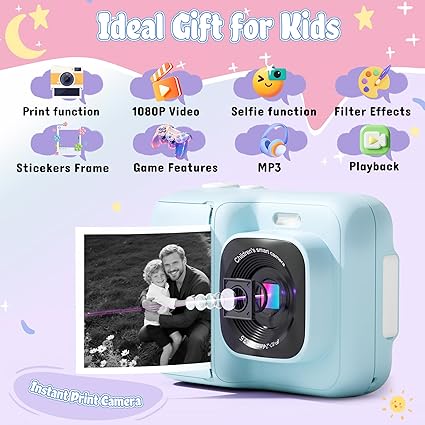 Children's camera, 1080P HD instant digital printing camera