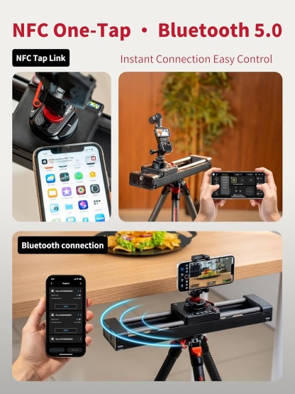 Smart 2-Axis Motion Control Camera Slider with NFC One-Tap Connection