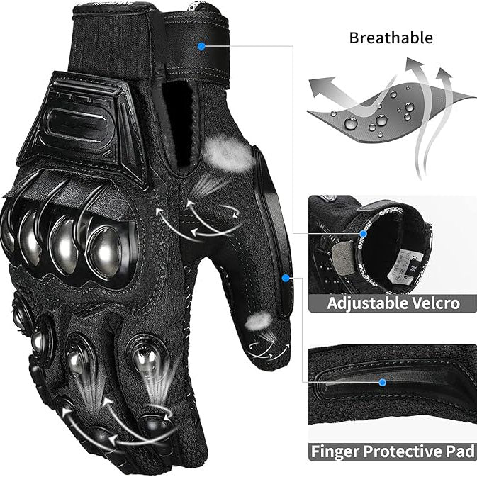 Summer Motorcycle Gloves, Men's Half-Finger Sheepskin Off-Road Gloves, Breathable Anti-Fall Rider Gloves