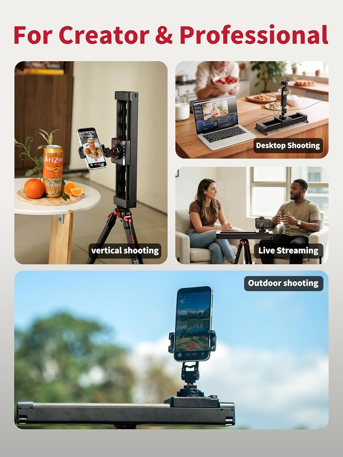 Smart 2-Axis Motion Control Camera Slider with NFC One-Tap Connection