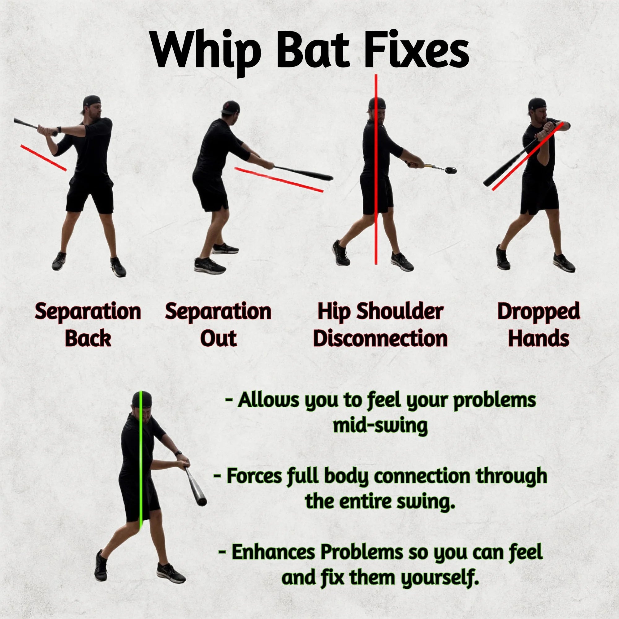 Whip-shaped baseball bat - baseball and softball batting training aid