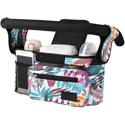 Universal Stroller Organizer – Detachable Bag with Insulated Cup Holders & Phone Pocket 