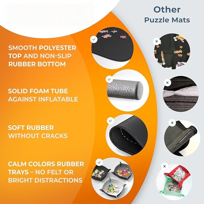 Roll-Up Puzzle Mat with Sorting Trays – Portable Storage Mat for Up to 1500 Pieces