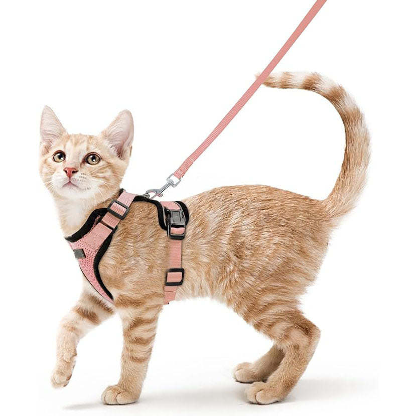 Cat Harness Vest – Escape-Proof, Soft Adjustable, Breathable with Reflective Stripe
