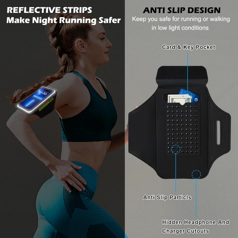 Running Armband with Zipper Pocket - Universal Fit & Sweat-Resistant