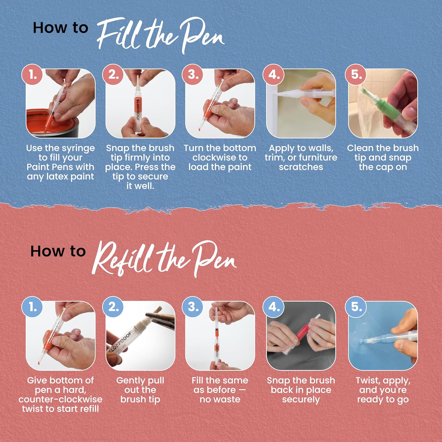 Oil-resistant touch-up paint pen