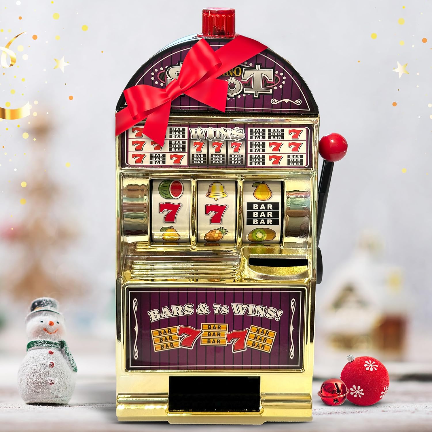 Golden Slot Machine Coin Bank Toy