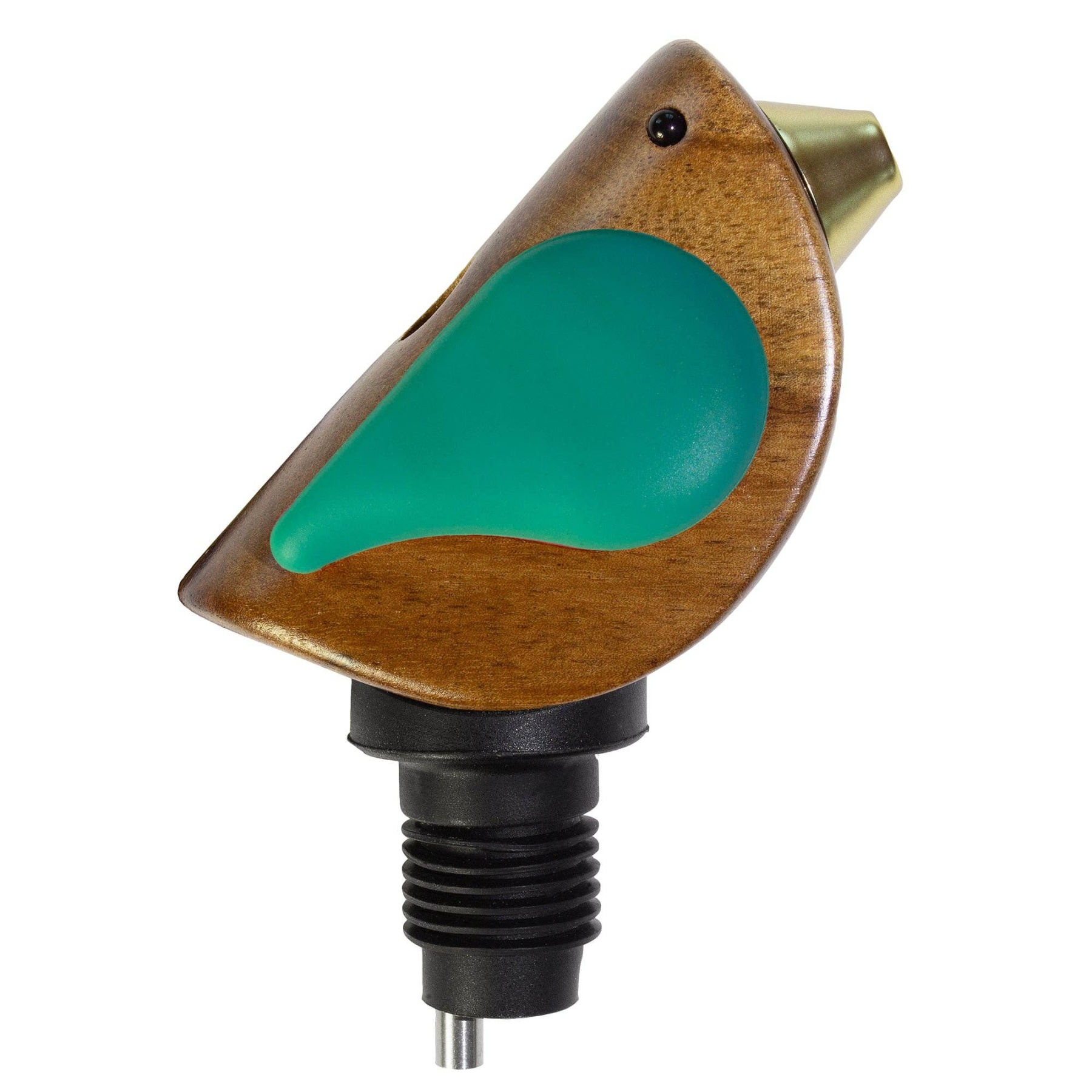 Singing Bottle Pourer – Turquoise | Acacia Wood & Silicone